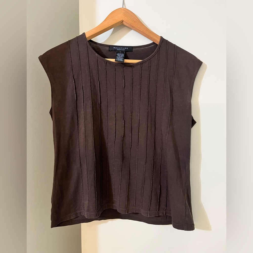 Kenneth Cole Reaction 💯 cotton chocolate brown sleeveless top